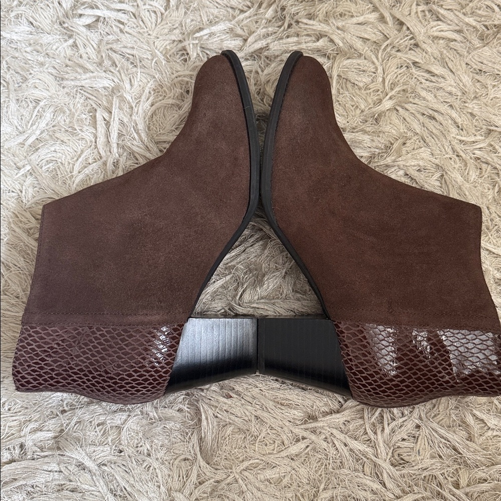 Vionic Upright Bromley Orthaheel Suede Leather Snake Print Ankle Boots Sz11 Wide - Picture 6 of 8